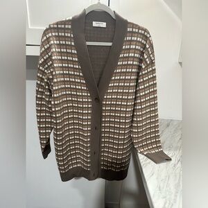 Babaton Brown and White Checkered Sweater